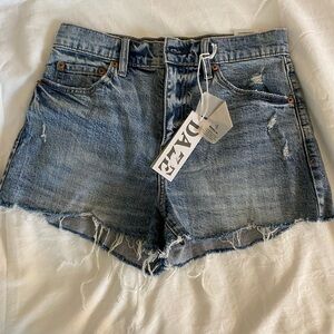DAZE Distressed Blue Jean Shorts
